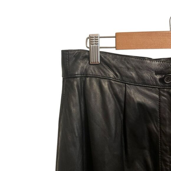Vintage Donna Pelle Black Tapered Leg High Rise Leather Pants Size 10 - Picture 4 of 8
